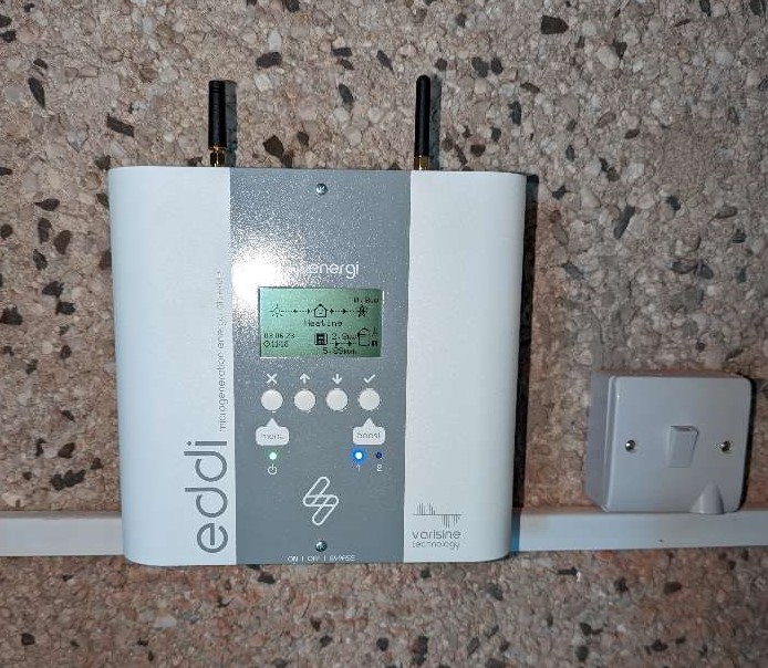 Solar panels with biomass and hot water tank