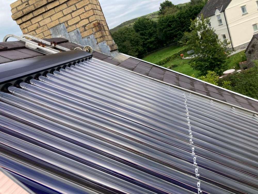 solar thermal installation, Gower, Swanse4a, Wales, UK,