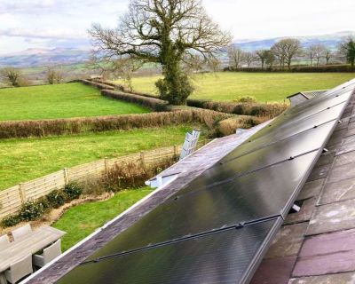 solar panels Llansadwrn, Wales, UK