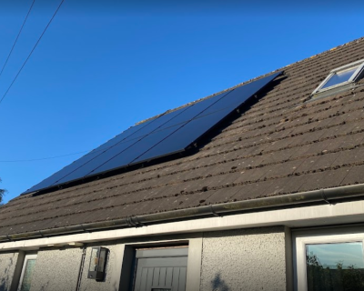 Solar panels on roof in Llangadog, Wales. Installed by Solar Save Renewables